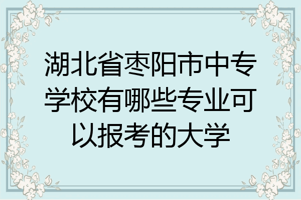 湖北省枣阳市中专学校有哪些专业可以报考的大学
