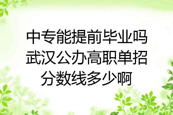 中专能提前毕业吗武汉公办高职单招分数线多少啊