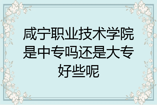 咸宁职业技术学院是中专吗还是大专好些呢