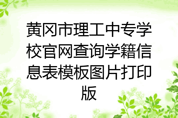 黄冈市理工中专学校官网查询学籍信息表模板图片打印版