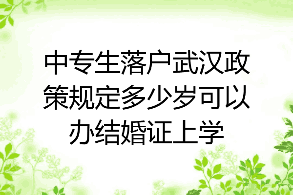 中专生落户武汉政策规定多少岁可以办结婚证上学