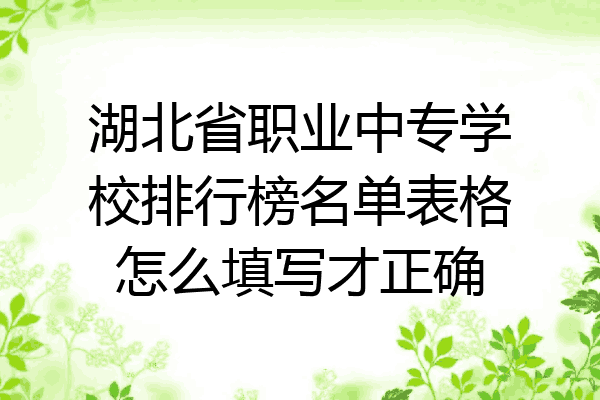 湖北省职业中专学校排行榜名单表格怎么填写才正确