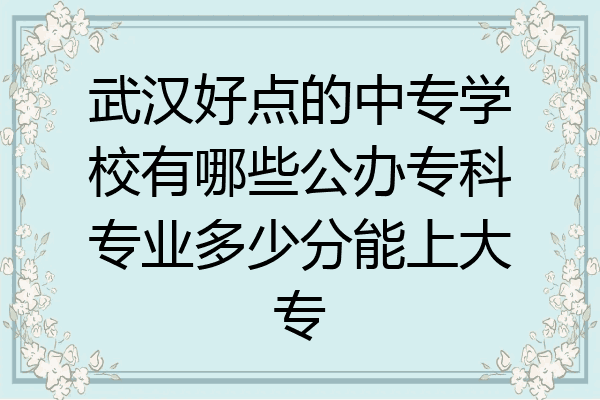 武汉好点的中专学校有哪些公办专科专业多少分能上大专