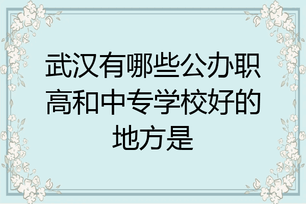 武汉有哪些公办职高和中专学校好的地方是