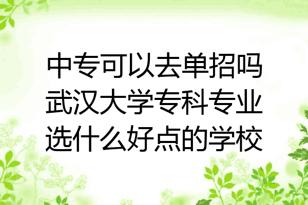 中专可以去单招吗武汉大学专科专业选什么好点的学校