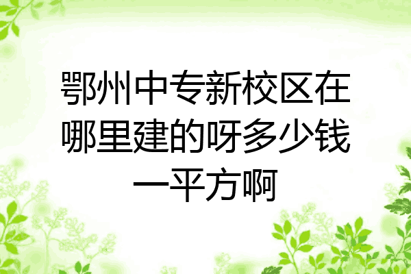 鄂州中专新校区在哪里建的呀多少钱一平方啊