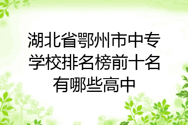 湖北省鄂州市中专学校排名榜前十名有哪些高中