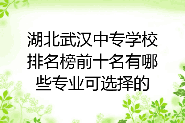 湖北武汉中专学校排名榜前十名有哪些专业可选择的