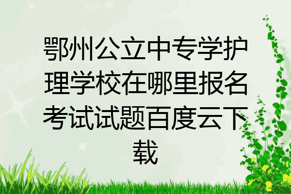 鄂州公立中专学护理学校在哪里报名考试试题百度云下载