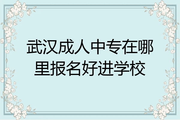 武汉成人中专在哪里报名好进学校