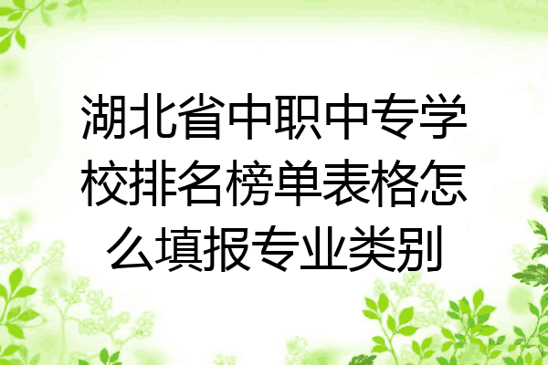 湖北省中职中专学校排名榜单表格怎么填报专业类别
