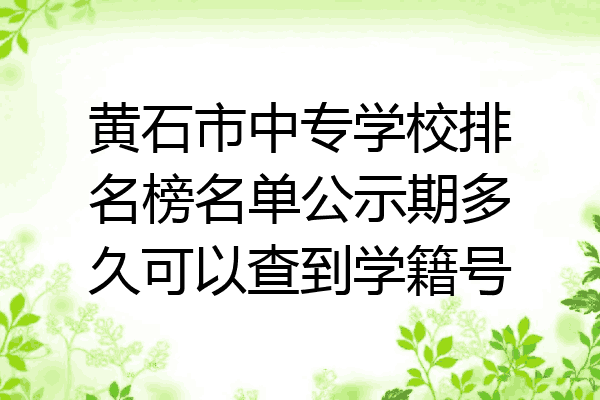 黄石市中专学校排名榜名单公示期多久可以查到学籍号