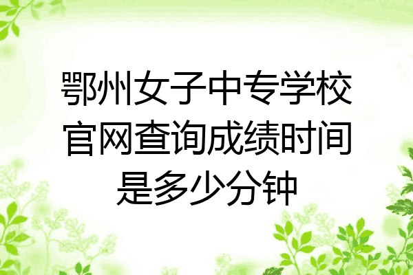 鄂州女子中专学校官网查询成绩时间是多少分钟