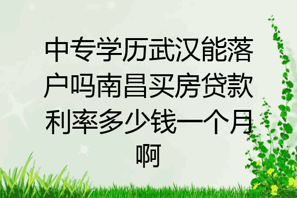 中专学历武汉能落户吗南昌买房贷款利率多少钱一个月啊