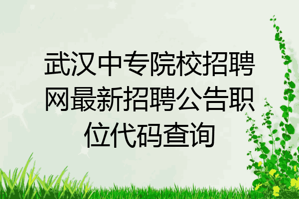武汉中专院校招聘网最新招聘公告职位代码查询