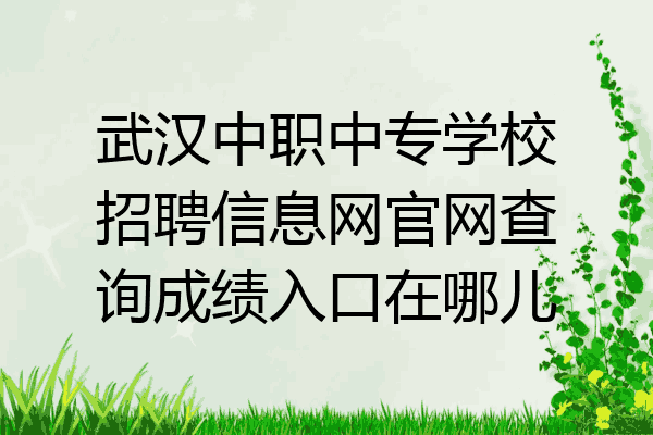 武汉中职中专学校招聘信息网官网查询成绩入口在哪儿