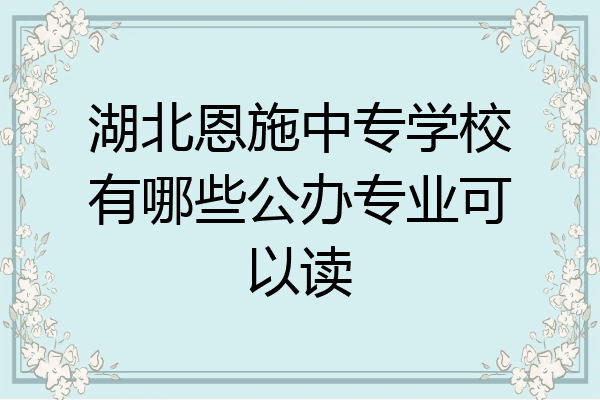 湖北恩施中专学校有哪些公办专业可以读