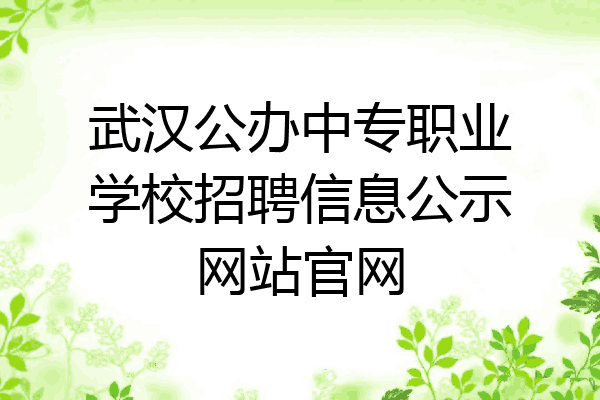 武汉公办中专职业学校招聘信息公示网站官网