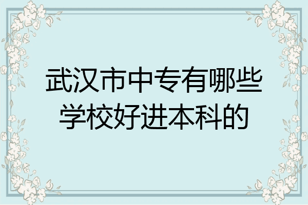 武汉市中专有哪些学校好进本科的