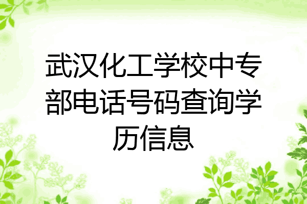 武汉化工学校中专部电话号码查询学历信息