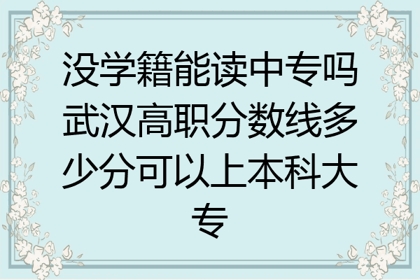 没学籍能读中专吗武汉高职分数线多少分可以上本科大专
