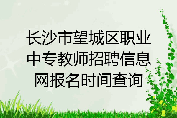 长沙市望城区职业中专教师招聘信息网报名时间查询