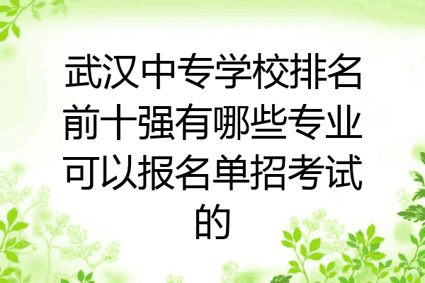 武汉中专学校排名前十强有哪些专业可以报名单招考试的