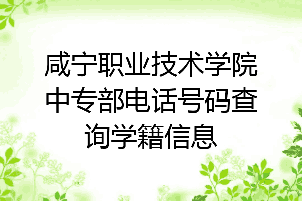 咸宁职业技术学院中专部电话号码查询学籍信息