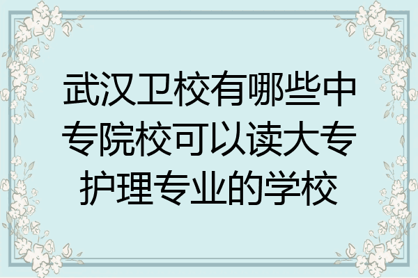 武汉卫校有哪些中专院校可以读大专护理专业的学校