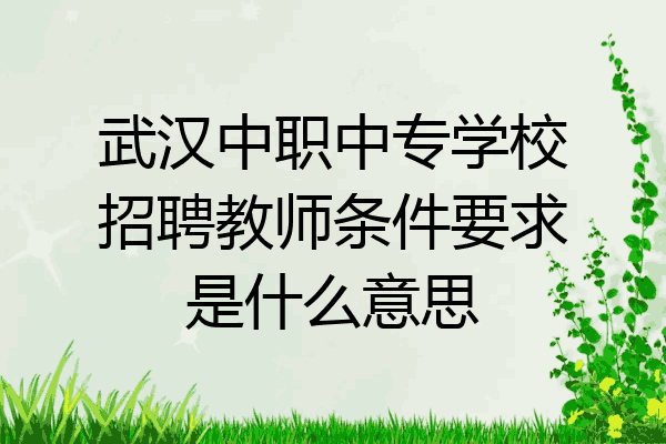 武汉中职中专学校招聘教师条件要求是什么意思