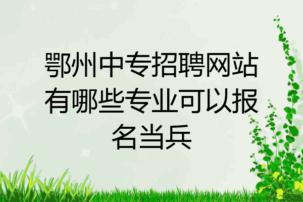 鄂州中专招聘网站有哪些专业可以报名当兵