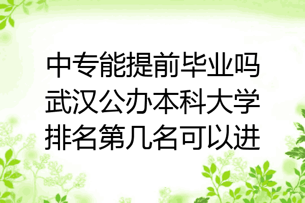 中专能提前毕业吗武汉公办本科大学排名第几名可以进