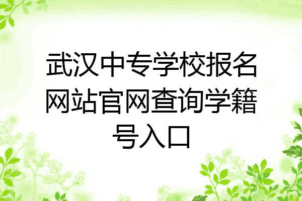 武汉中专学校报名网站官网查询学籍号入口