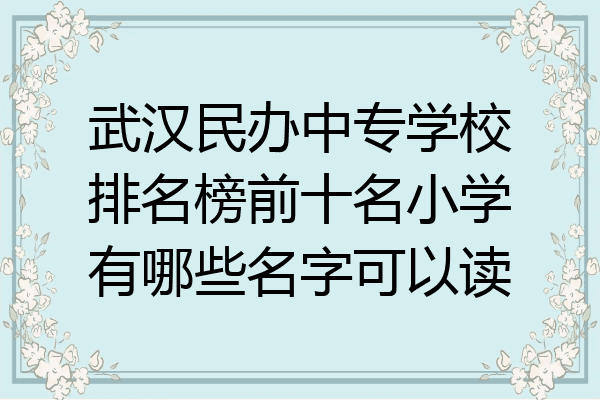 武汉民办中专学校排名榜前十名小学有哪些名字可以读