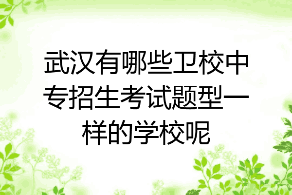 武汉有哪些卫校中专招生考试题型一样的学校呢