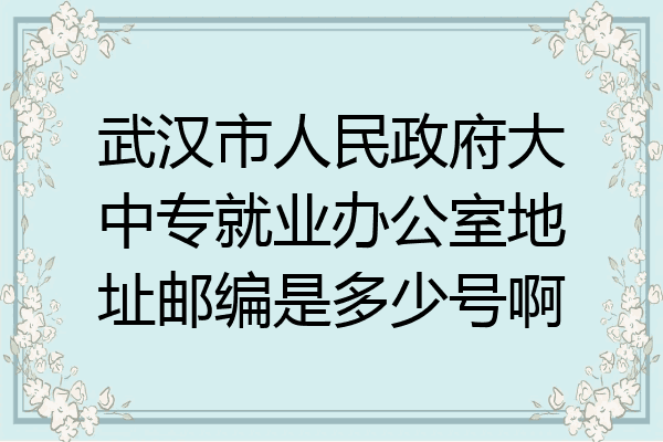 武汉市人民政府大中专就业办公室地址邮编是多少号啊