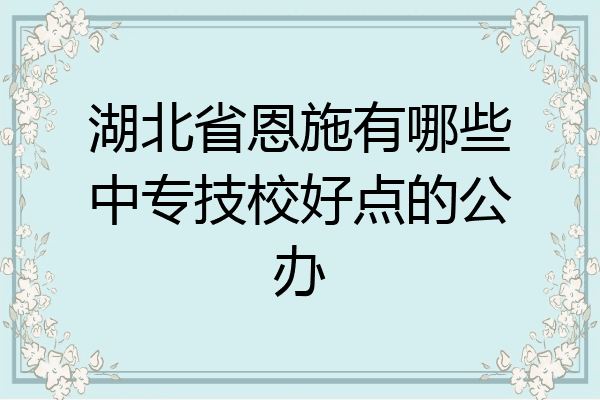 湖北省恩施有哪些中专技校好点的公办