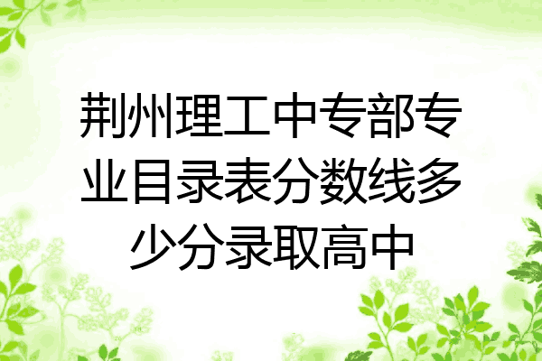 荆州理工中专部专业目录表分数线多少分录取高中