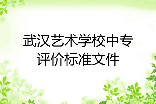 武汉艺术学校中专评价标准文件