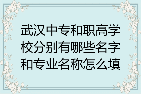 武汉中专和职高学校分别有哪些名字和专业名称怎么填