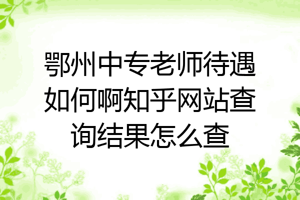 鄂州中专老师待遇如何啊知乎网站查询结果怎么查