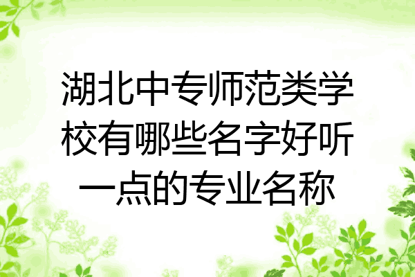 湖北中专师范类学校有哪些名字好听一点的专业名称