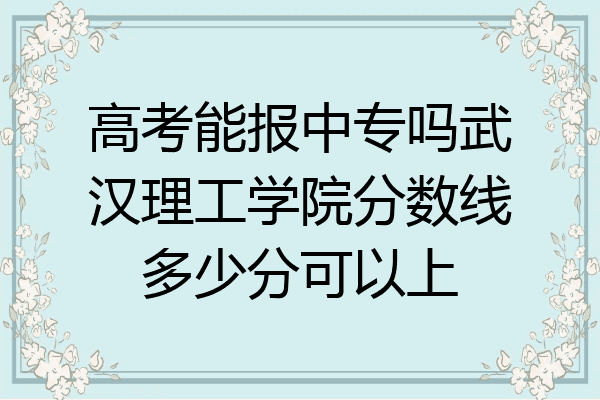 高考能报中专吗武汉理工学院分数线多少分可以上