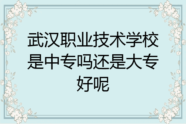 武汉职业技术学校是中专吗还是大专好呢