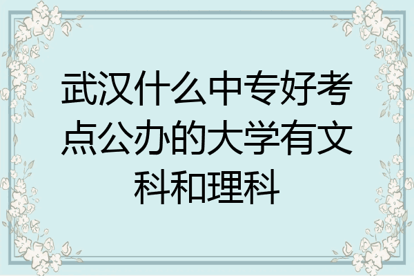 武汉什么中专好考点公办的大学有文科和理科