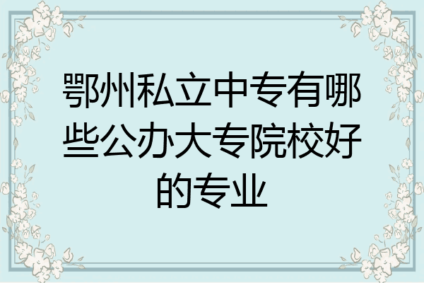 鄂州私立中专有哪些公办大专院校好的专业