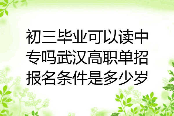 初三毕业可以读中专吗武汉高职单招报名条件是多少岁