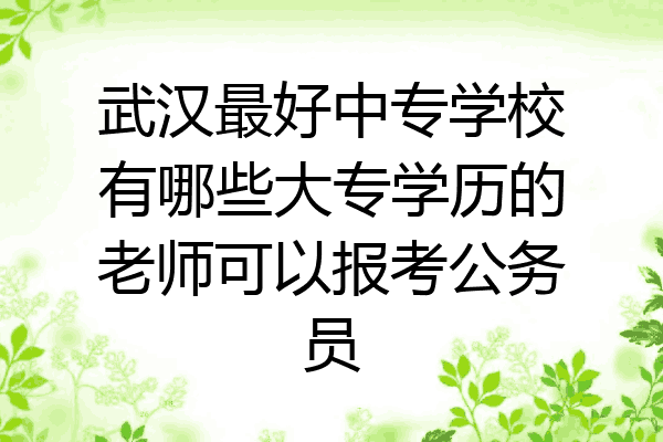 武汉最好中专学校有哪些大专学历的老师可以报考公务员