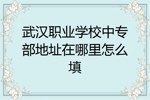 武汉职业学校中专部地址在哪里怎么填