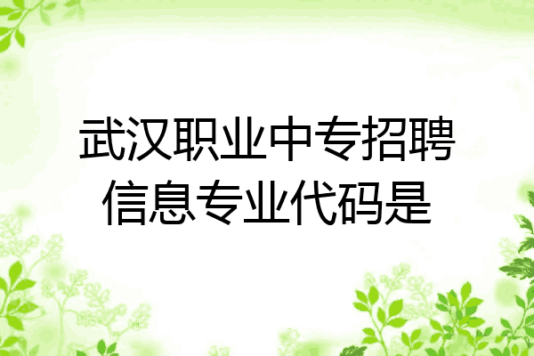 武汉职业中专招聘信息专业代码是